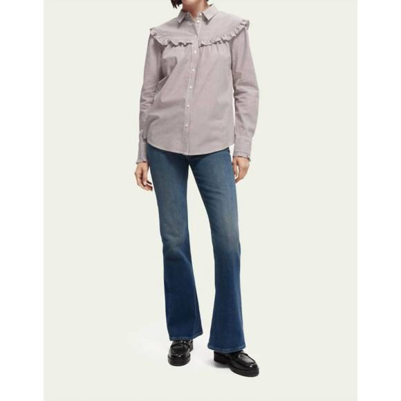 NEW SCOTCH & SODA charm flared organic cotton jeans in blue - Picture 1 of 8